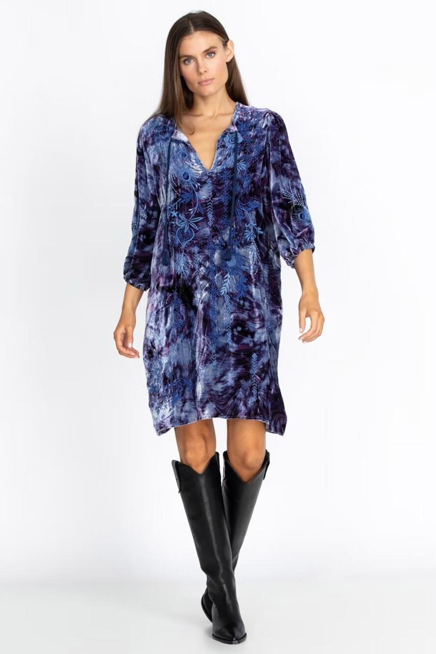 NWT JOHNNY WAS Azure Velvet Relaxed Dress XL